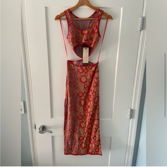 Bec & Bridge Red and Orange Patterned Dress - Picture 5 of 7